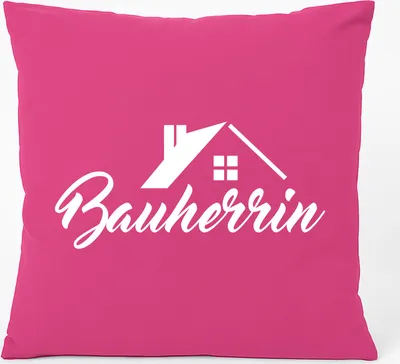 Produktbild von Huuraa Kissen Bauherrin 40x40cm mit Füllung Fuchsia Baumwolle Dekokissen Geschenkidee