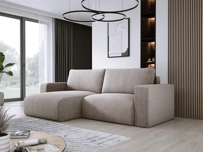 Produktbild von DomoHome Universelles Ecksofa Mit Schlaffunktion Und Bettkasten Weicher Cordstoff Flexibel Stellbar Linkes Layout Schlaffläche: 205x125cm Größe: 247x143x83cm Farbe: Cappucino