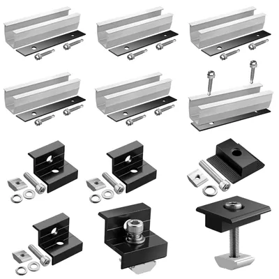 Solar-Klemmen-Set 2 Module, 6 Schienen 12 cm, 30–35 mm