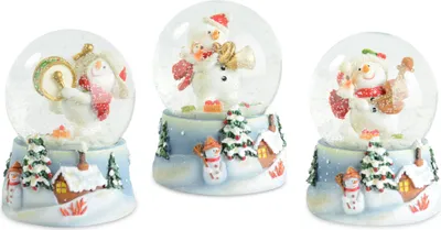 Produktbild von Schneekugel Schneemann mit Instrument | 9,5 cm | 3 verschiedene Motive