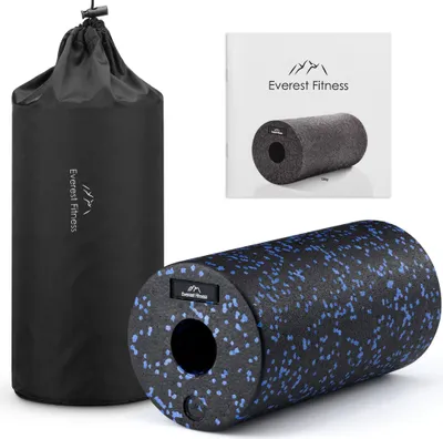 Produktbild von EVEREST FITNESS Faszienrolle Wirbelsäule 30 cm mittel-hart in schwarz/blau inkl. Booklet - Professionelle Faszien Rolle für Rücken - Foam Roller -