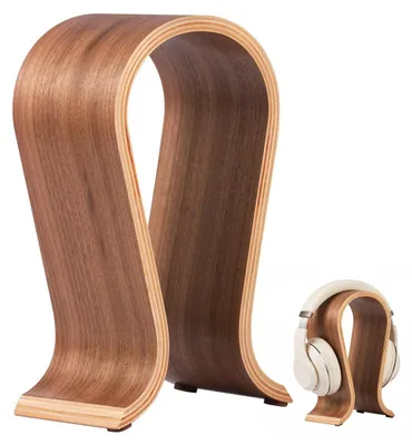 Obrázek produktu pro Stojan na sluchátka - Masivní dřevo - Ořech - Obloukový design - Na stůl