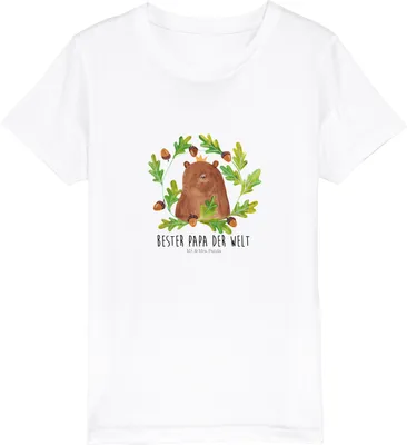 Produktbild von Mr. & Mrs. Panda Kleinkinder T-Shirt Bär König 7-8 Jahre (122/128) - Weiß - Geschenk, Teenager, Papi, Papa, Jungen, Kinder Öko, Kindershirt, Shirt, Vatertag, Teddy, Daddy