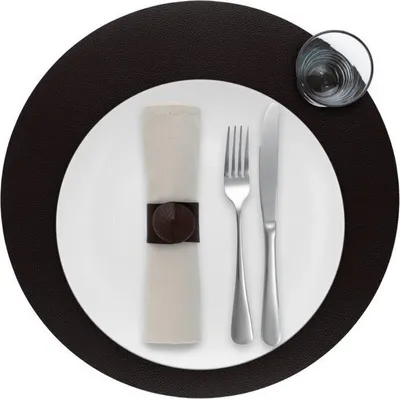 Produktbild von Platzdeckchen Skinnatur "Coffee Bean" - Platzsets - Tischset - Rund - Recyceltes Leder - Braun - 38cm - 1 Stück