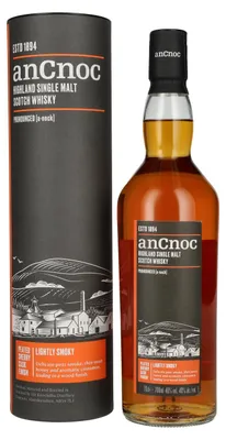 Image de AnCnoc Highland Single Malt Scotch Whisky Peated Sherry Cask Finish 40% Vol. 0,7l en boîte cadeau