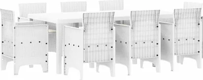 Immagine prodotto di vidaXL Set da pranzo da giardino 9 pezzi in polipropilene bianco
