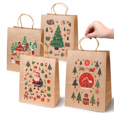 Produktbild von Allbag Papiertüten Weihnachtsgeschenk mit Aufdruck 4er Set