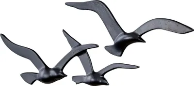Produktbild von Wanddekoration Möwen Metall Schwarz Wandbild Maritim Wandskulptur Vogel Deko Vogelschwarm Metall Industrial Wandkunst Design