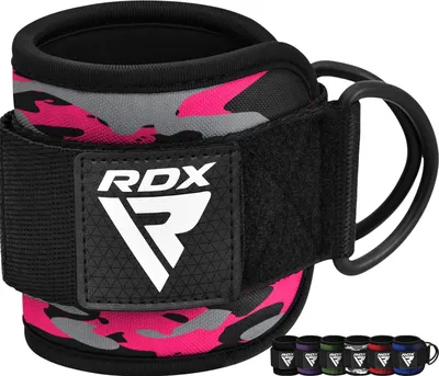 Produktbild von RDX Fußschlaufen Kabelzug Gepolstert, 7MM Neoprenstütze 10”x4”, Ankle Straps, Handgelenk wickelt Mit 2 D-Ring für Cable Machine Fitness Training Fußmanschetten Gym Gesäß Beintraining, Frauen Männer