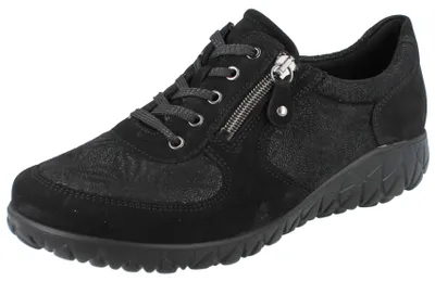 Produktbild von WALDLÄUFER Orthotritt Havy Damen Schnürschuhe schwarz Nubukleder Stretch - Größe: UK 7