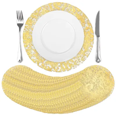 Produktbild von Einweg Goldene Platzdeckchen Set von 100 - Metallic Runde Doilies von 33cm