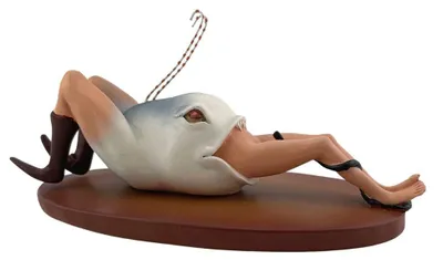 Skulptur menschenfressender Fisch – Polyresin, 14 x 7 x 7 cm