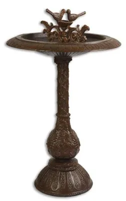 Obrázok produktu pre Casa Padrino Secesný vtáčí kúpeľ s 2 dekoratívnymi vtákmi Hnedý V. 77,5 cm - Liatinový vtáčí kúpeľ - Doplnky pre záhradu a terasu