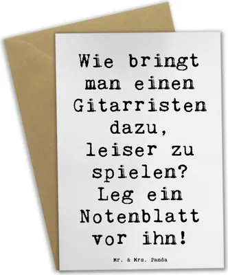Produktbild von Mr. & Mrs. Panda Glückwunschkarte Spruch Gitarren Trick - Weiß - Geschenk, Musiker, weihnachtskarten, Liebe, osterkarten, Musik, Grußkarte, Lernen, Abenteuer, osterkarte