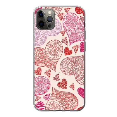 Produktbild von MuchoWow® Handyhülle Schutzhülle Hülle für iPhone 13 Pro Max Eine Illustration mit rosa und roten Herzen Silikon Softcase Handy Hülle - Mobiltelefon