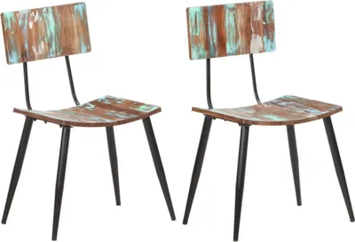 Image de vidaXL Chaises de salle à manger 2 pcs. Vieux bois massif