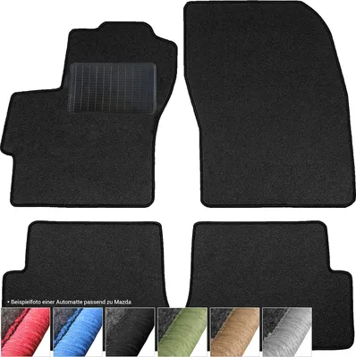 Image de Tapis de sol en velours noir pour Mazda Demio 1998-2001 (noir - coutures décoratives)
