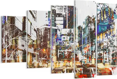 Produktbild von Bild auf Leinwand - Leinwandbild - Stadt Straße Haus - 150x100cm - Wand Bild - Wanddeko - Leinwanddruck - Bilder - Kunstdruck - Wanddekoration - Leinwand bilder - Wandkunst - EG150x100-3800