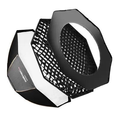 Produktbild von Walimex pro Octagon Softbox Plus Orange Line 120 cm - 900 x 1200 x 1200 mm - mit golden-silbernem Einsatz - schwarz-weiß - Fotografie Zubehör Studio Outdoor People Porträt