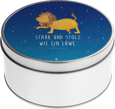 Produktbild von Mr. & Mrs. Panda zuckerdose Sternzeichen Löwe - Sternenhimmel Blau - Geschenk, Geburtstag August, König Der Tiere, Blechbüchse, gebäckdose, Juli, Aufbewahrungsdose, Dose