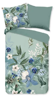 Produktbild von Good Morning Flanell-Bettwäsche-Garnitur Farren   Farbe Grün Größe 200x200+2x80x80