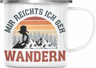 Produktbild von Trendation - Mir Reichts Ich Geh Wandern Emaille Tasse Geschenk Emaille Emaille Tasse Wander Kaffeebecher Lustiger Spruch (Silber)