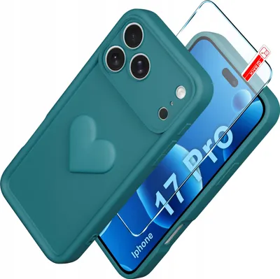 Produktbild von iPhone 17 Pro CASE Silikonhülle MATT Herz + 9H Schutzglas