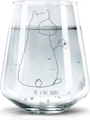 Produktbild von Mr. & Mrs. Panda Glas Alpaka Fahne - Transparent - Geschenk, Tumbler, Lama, Alpakas, Wasserglas, Trinkglas, Liebe, Becherglas, Lamas