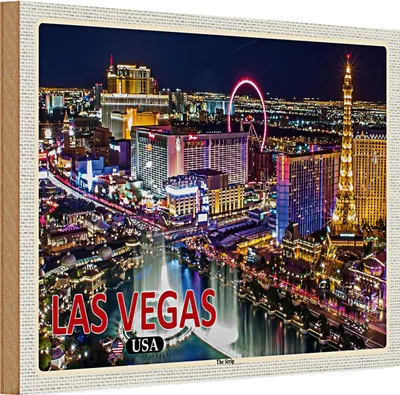 Produktbild von Holzschild Reise 30x20cm Las Vegas USA The Strip Casinos Hotel