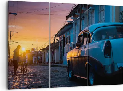 Produktbild von Bild auf Leinwand - Leinwandbild - Straße Auto Haus - 105x70cm - Wand Bild - Wanddeko - Wandbilder - Leinwanddruck - Bilder - Kunstdruck - Wanddekoration - Leinwand bilder - Wandkunst - CE105x70-3459