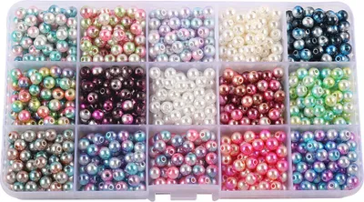Produktbild von INF Kunstperlen-Set - 15 Farben zum Schmuckbasteln 10 mm