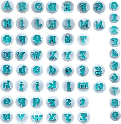 Produktbild von 62-teiliges Buchstaben Zahlen Fondant Ausstechformen-Set, Kuchen Dekoration Alphabet Formen
