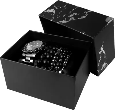 Produktbild von Herrenarmbanduhr 5 Armbänder Geschenkset schwarz Excellanc 2800091-002