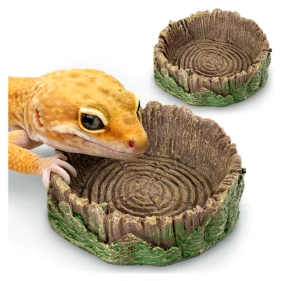 Produktbild von Wasserschale für Terrarien - Zubehör für Reptilien, Futterschale für Leopardgeckos und Bartagamen, 2 Stück