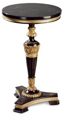 Produktbild von Casa Padrino Luxus Barock Beistelltisch Antik Schwarz / Antik Gold / Schwarz - Prunkvoller Massivholz Tisch mit Marmorplatte - Luxus Möbel im Barockstil - Luxus Qualität - Italy