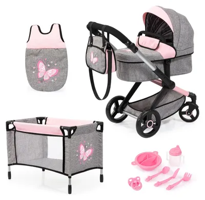 Zdjęcie produktu dla Xeo Mega Set wózek combi dla lalek, motyl - dla rodziców małych lalek