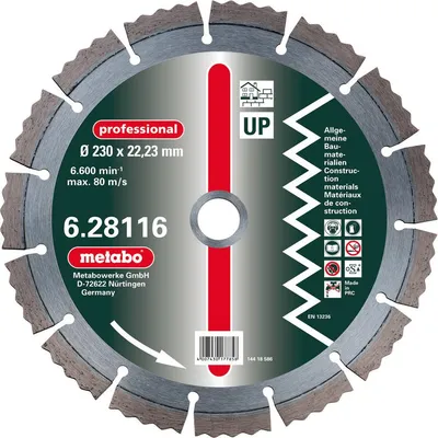 Produktbild von Metabo 628116000, Beton, Sandstein, 23 cm, 2,22 cm, 2,5 mm, 6600 RPM, Metabo