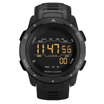 Zdjęcie produktu dla Zegarek NORTH EDGE - Sportowy Czarny z LED i Funkcjami KP14306
