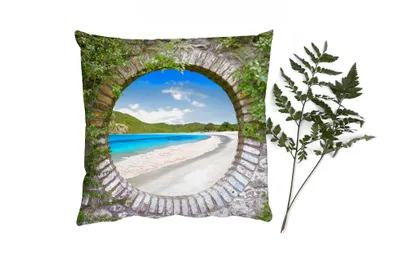 Produktbild von MuchoWow® Zierkissen Sofakissen Wohnzimmer Dekokissen 40x40 cm Strand - Meer - Blick - Foto Kissen - Schlafzimmer Dekoration