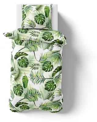 Produktbild von Mikrofaser Bettwäsche Leaves 135x200 80x80 cm 100% Polyester - Reißverschluss - Blätter