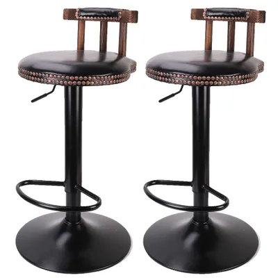 Produktbild von Barhocker-Set, Retro-Design, höhenverstellbar, Schwarz