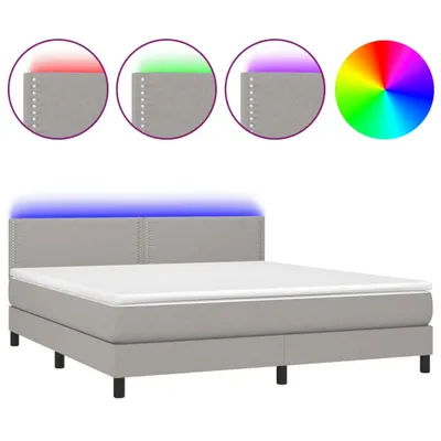 Immagine prodotto di vidaXL Letto a molle con materasso e LED in tessuto grigio chiaro 180x200 cm