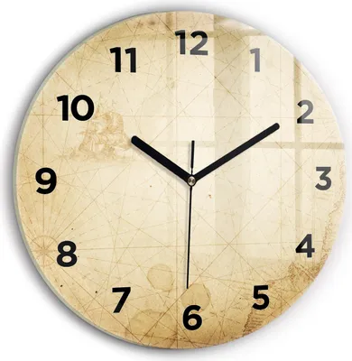 Produktbild von Wallfluent Wanduhr – Stilles Quarzuhrwerk - Uhr Dekoration Wohnzimmer Schlafzimmer Küche - Zifferblatt - schwarze Zeiger - 30 cm - Alte Weltkarte