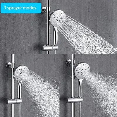 Produktbild von Unyqoos® Duschstangen-Set – 110 cm Edelstahl-Handbrause (3 Strahlarten) mit 2 Duschhaltern, Chrom, zur Wandmontage