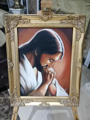 Image de Peinture à l'huile, peinture à la main, 40 x 50 cm, tableau, peinture à l'huile, Jésus, cadre,