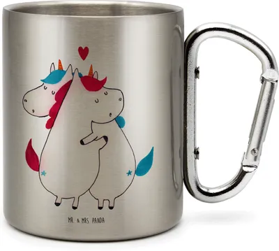 Produktbild von Mr. & Mrs. Panda Teetasse Einhorn Mitteilung - Transparent - Geschenk, Edelstahl Trinkbecher, Valentinstag, Unicorn, Thermobecher, Liebe, Isolierbecher, thermotasse