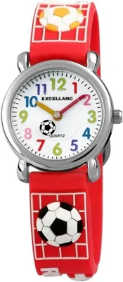 Produktbild von Excellanc Kinder Armbanduhr Fußball Fußball, silberfarbig, Mineralglas
