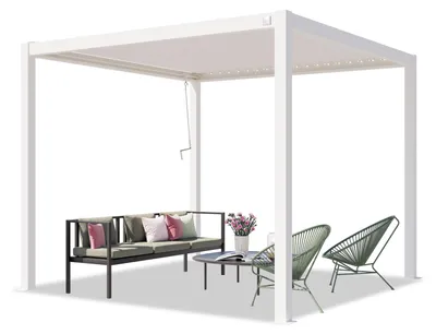 Image de PRIMEYARD Pergola 3x3 m poteaux en aluminium blancs avec lames orientables en acier pavillon
