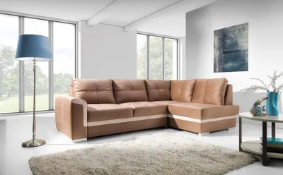 Produktbild von Ecksofa Schlafsofa VERONIK MINI Hellbraun / Beige Ottomane Rechts