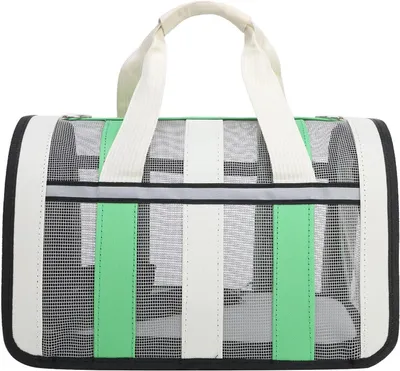 Zdjęcie produktu dla Torba transportowa dla zwierząt - torba dla kota lub psa - bezpieczny transport - okna wentylacyjne - 41 x 27 x 25 cm - zielona